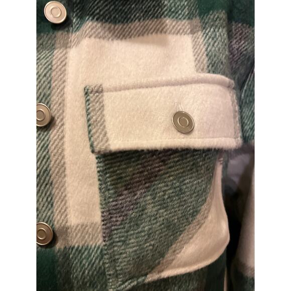 JK Sue Jones Fleece Fuzzy Lined Plaid Flannel Cropped Jacket NWT Size S - Picture 9 of 13